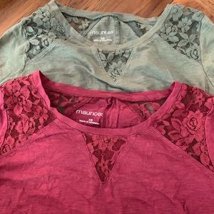 Long Sleeve Tees with Lace shoulder